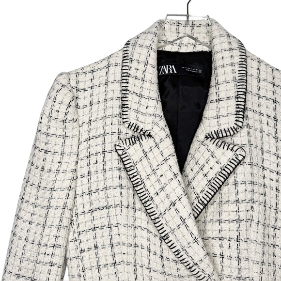 Zara Blogger Favorite Ivory Double Breasted Women’s Lady Blazer Sz S - Picture 3 of 13